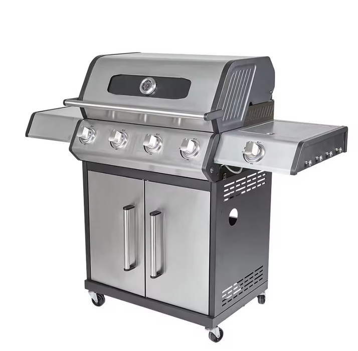 Outdoor 4-Burner with Side Burner Cabinet Propane Gas Stainless Steel Grill