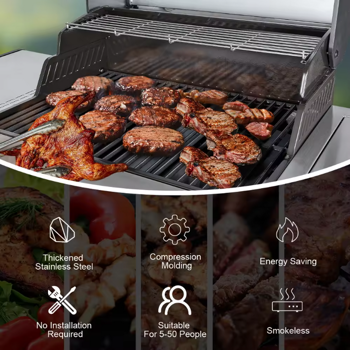 Outdoor 4-Burner with Side Burner Cabinet Propane Gas Stainless Steel Grill